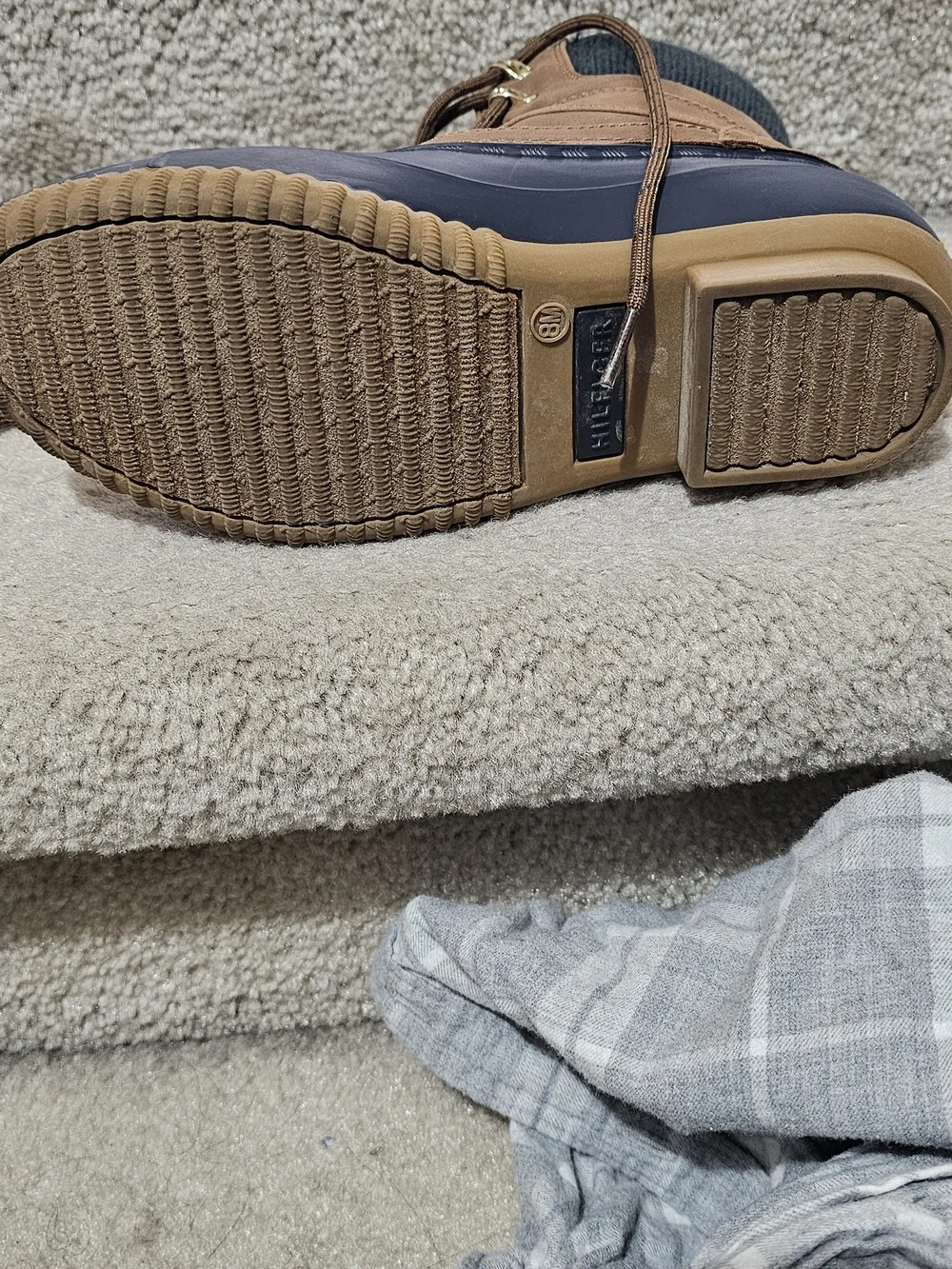 Tommy Hilfiger Brown Leather and Navy Duck Boots